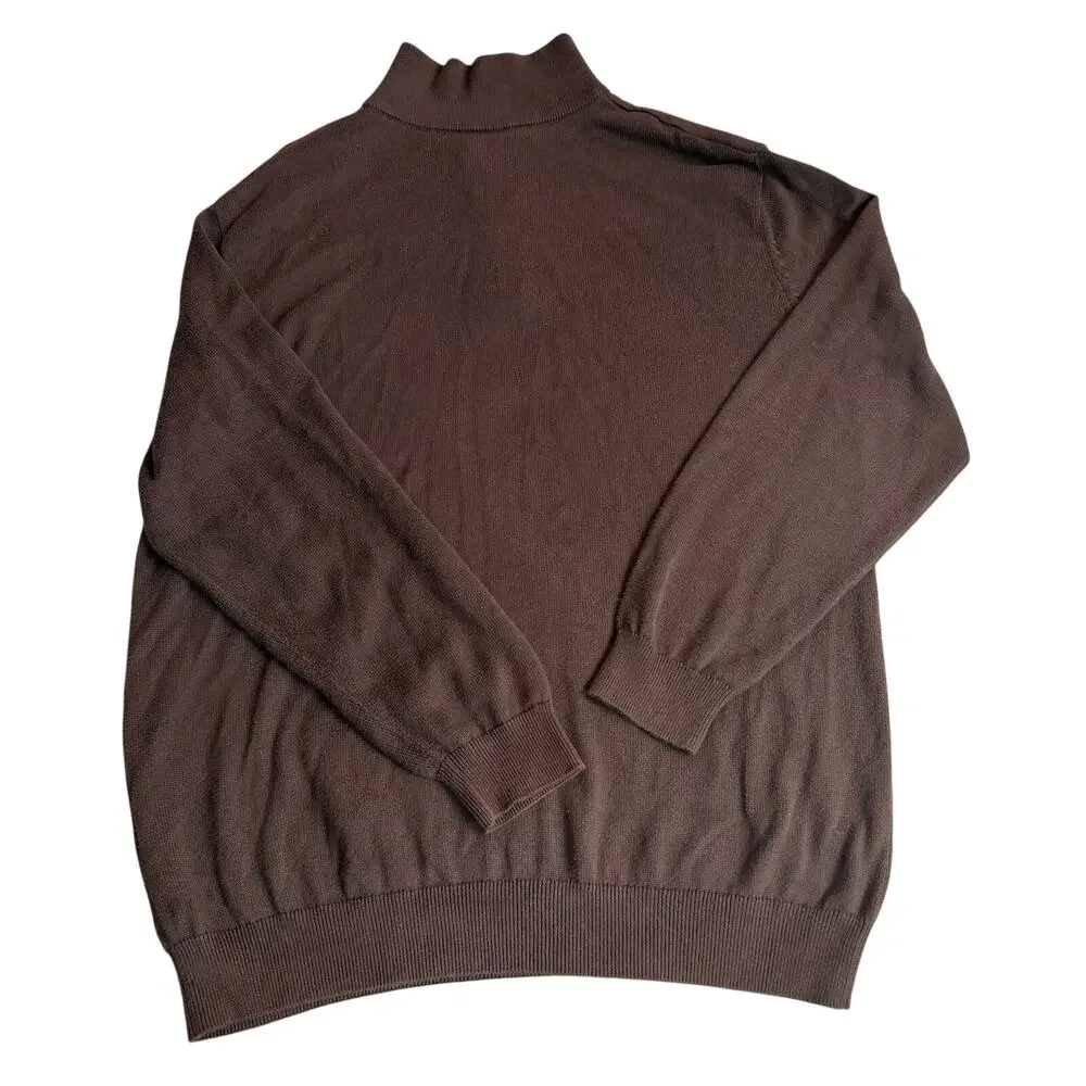 Lacoste Brown Quarter Zip Sweater Men's Size 7 XXL 100% Cotton Pullover